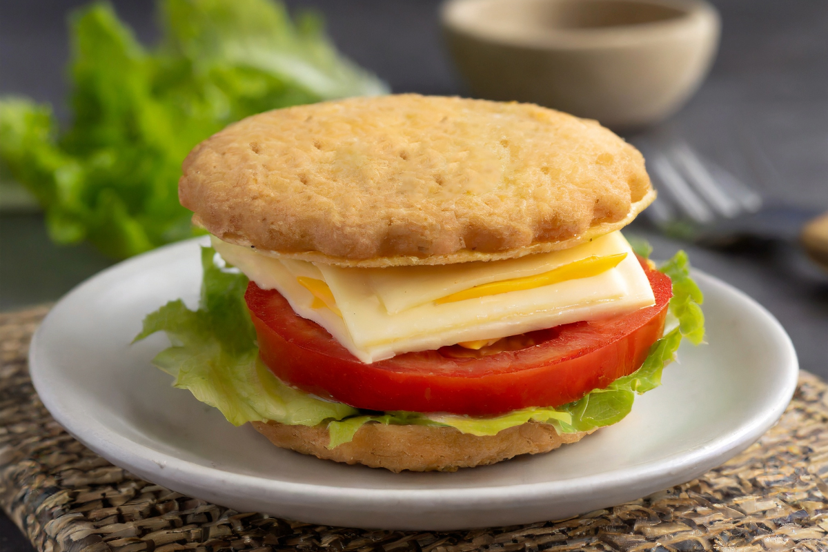 Cheese, lettuce and tomato flower sandwich.