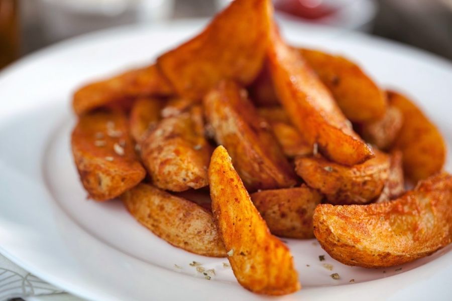 Home cooked potato wedges.