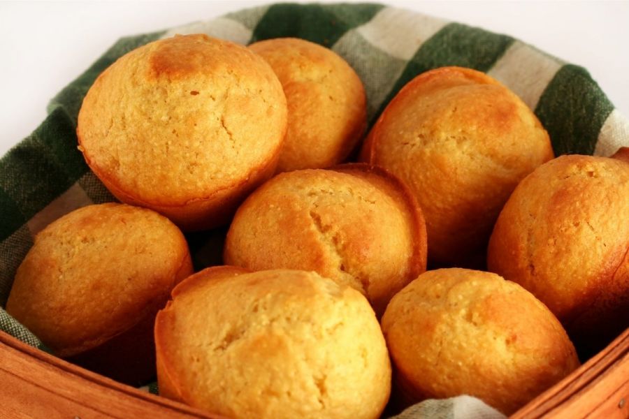 Cornbread muffins in a plate.